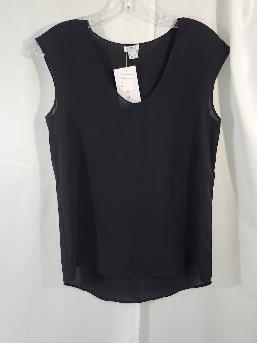 J. Crew Black Sleeveless V-Neck Chiffon Top